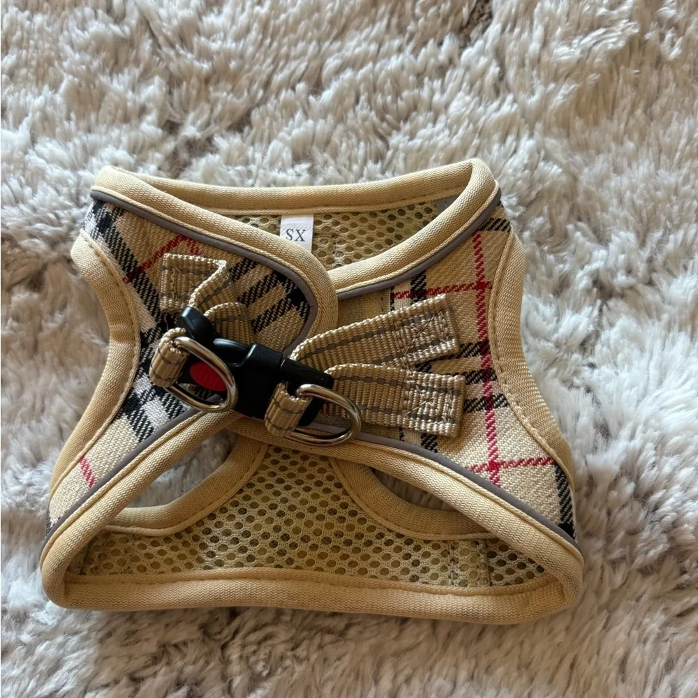 (Suredoo) Plaid Dog Harness and Leash Set